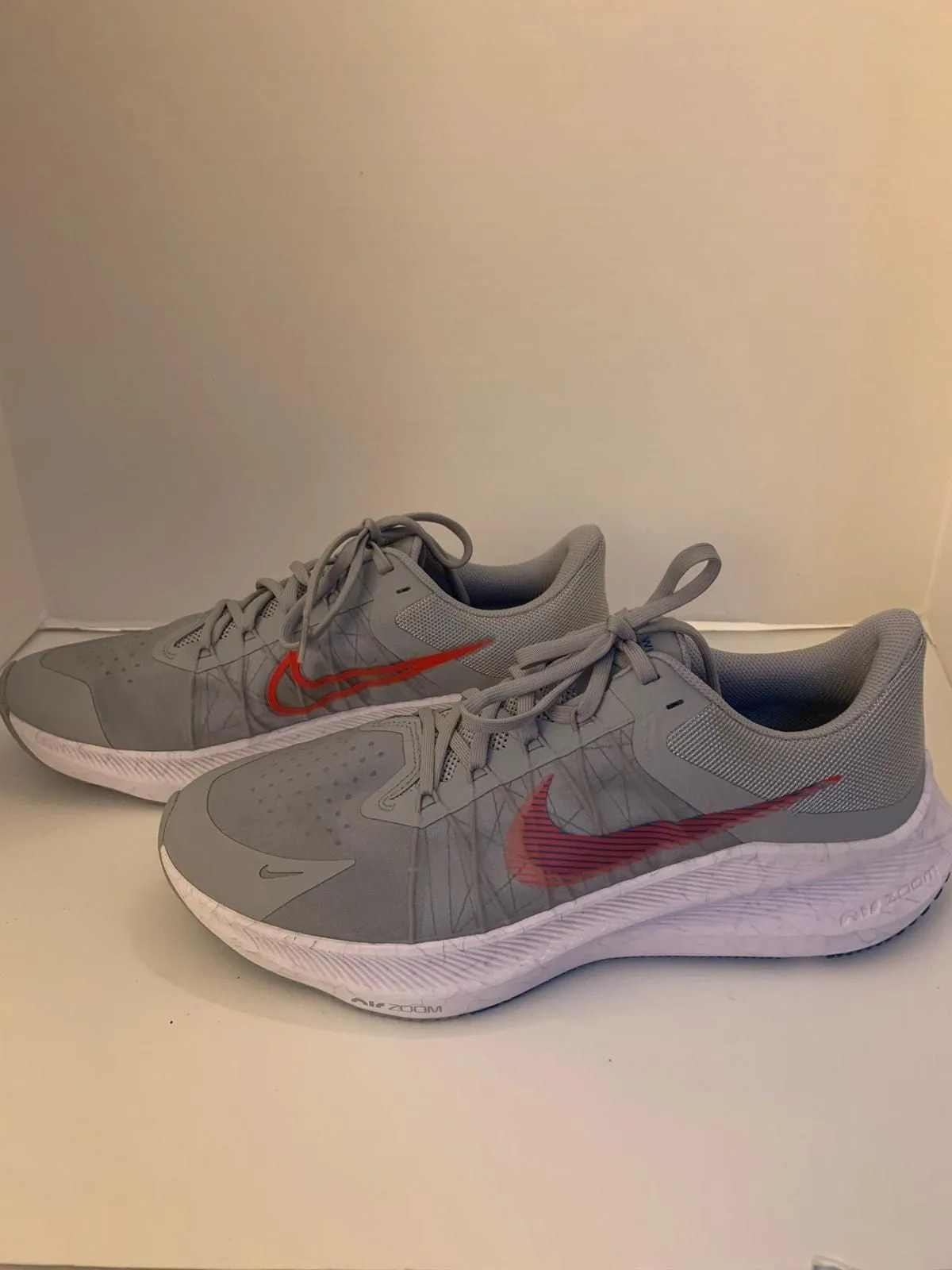 Product image for Nike Men's Size 11.5 Zoom Winflow CW3419-004 Wolf Gray Bright Crimson Sneaker