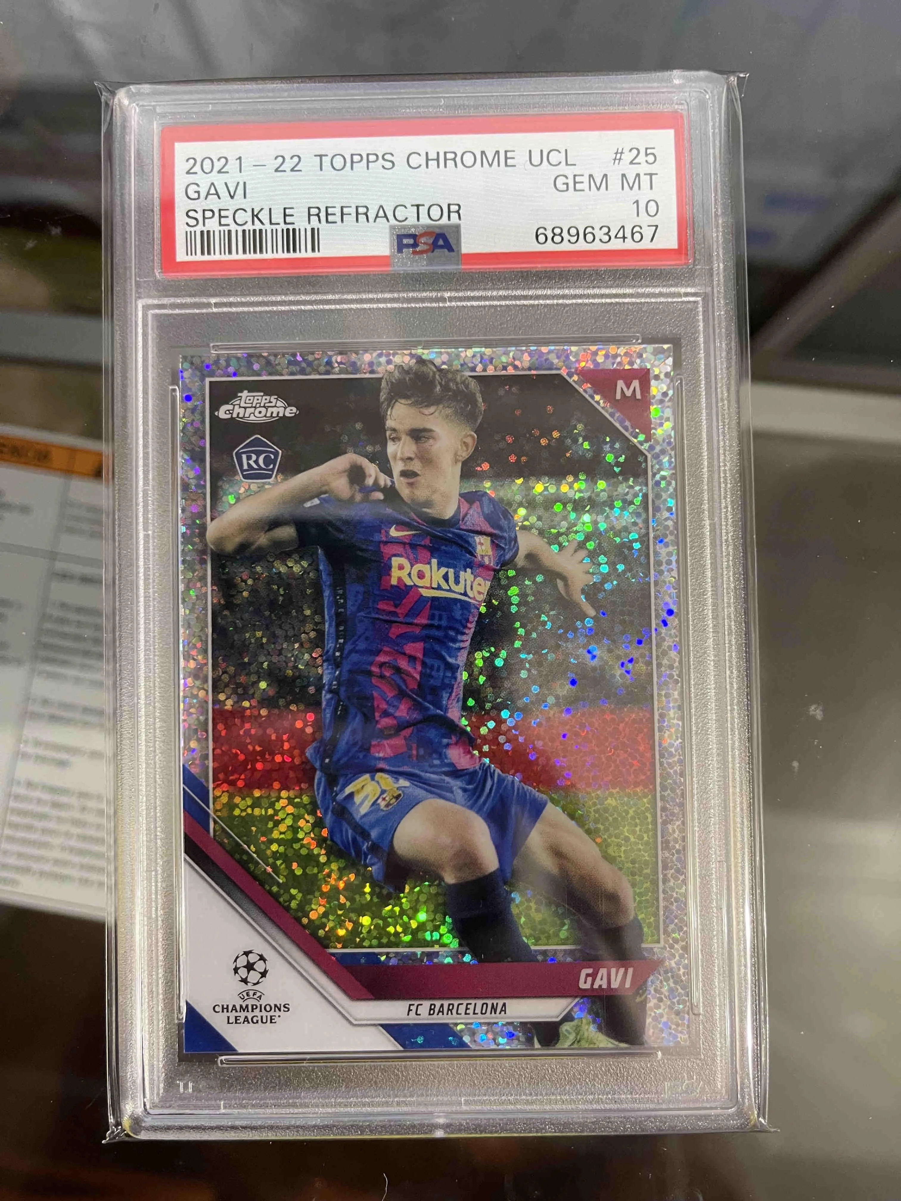 Product image for 2021-22 Topps Chrome UCL Gavi RC Speckle Refractor PSA 10 