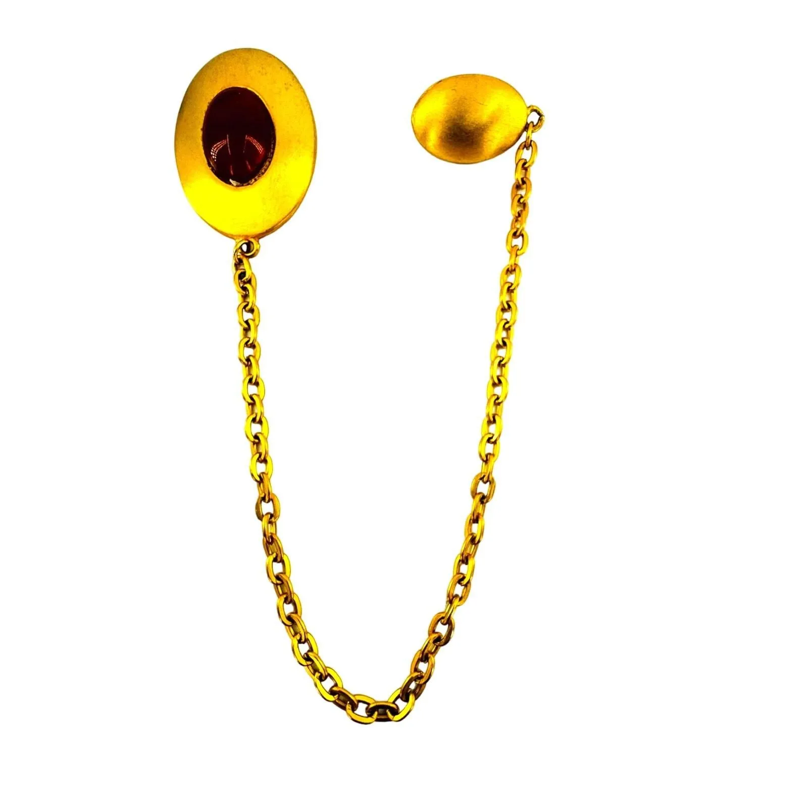Product image for Amber Cabochon Pin Double Brooch Over Gold Plated