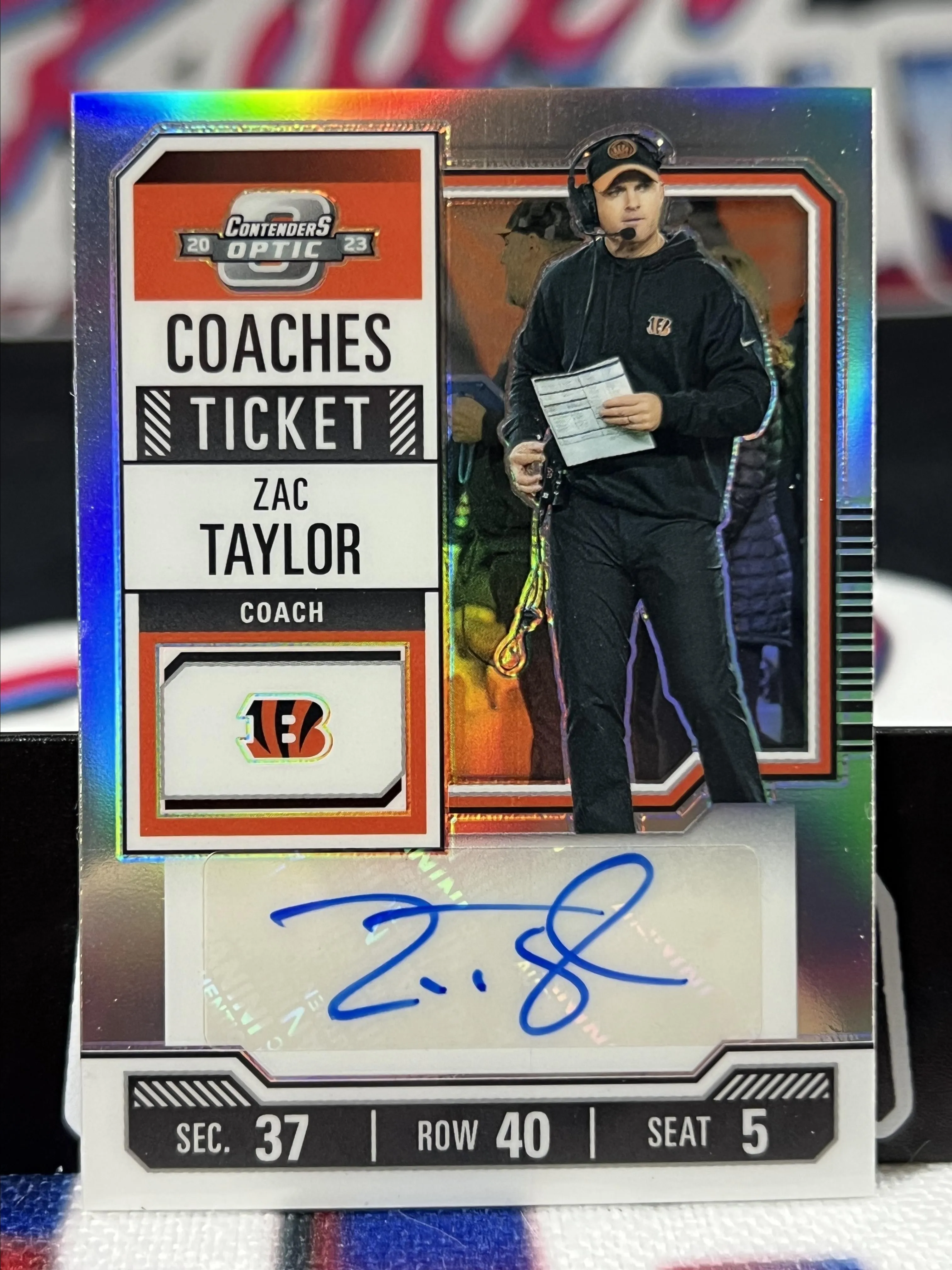 Product image for 2023 Panini Contenders Optic Zac Taylor Silver Prizm #08/50 Autographed