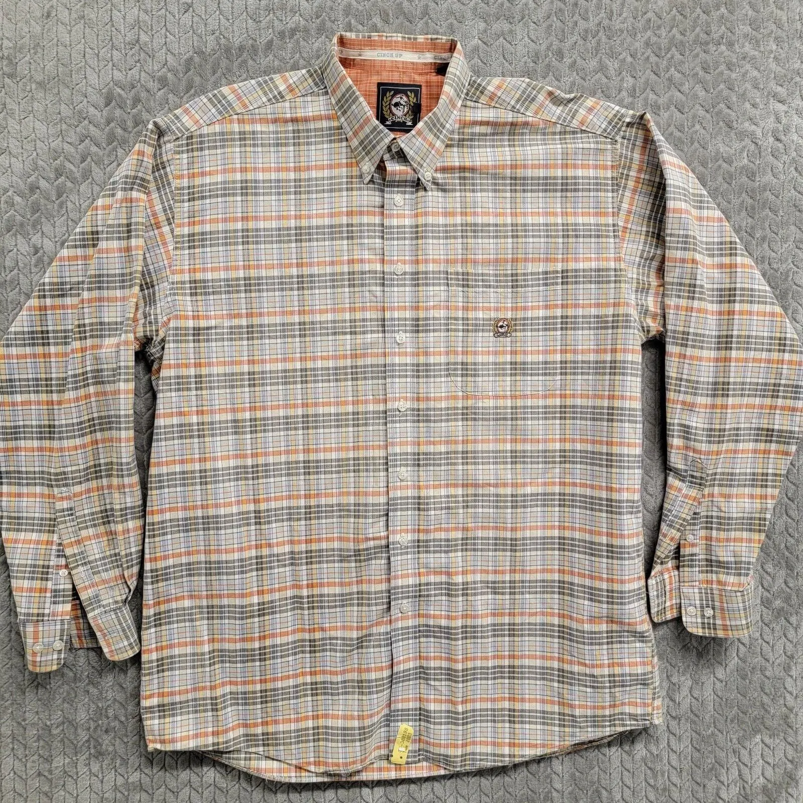 Product image for Cinch Shirt Adult 2XL Orange Plaid Western Long Sleeve Cotton Mens