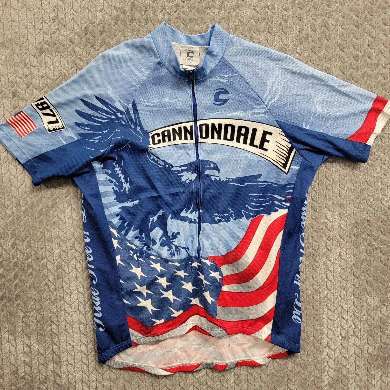 Product image for Cannondale Patriotic Cycling Jersey "Ride Free or Die" Eagle American Flag Sz XL