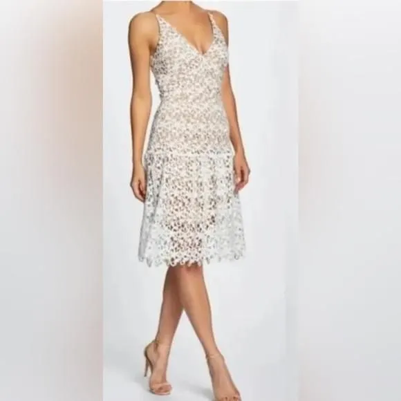 Product image for [ DRESS THE POPULATION ] White Lace Overlay Flare Dress : XXL : NWOT