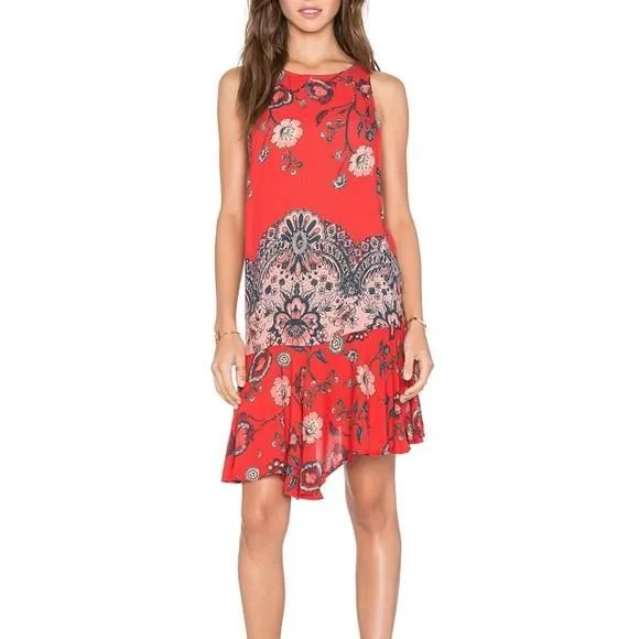 Product image for [ INTIMATELY by FREE PEOPLE ] Dobby Dot Flouncy Slip in Vintage Red Combo : M