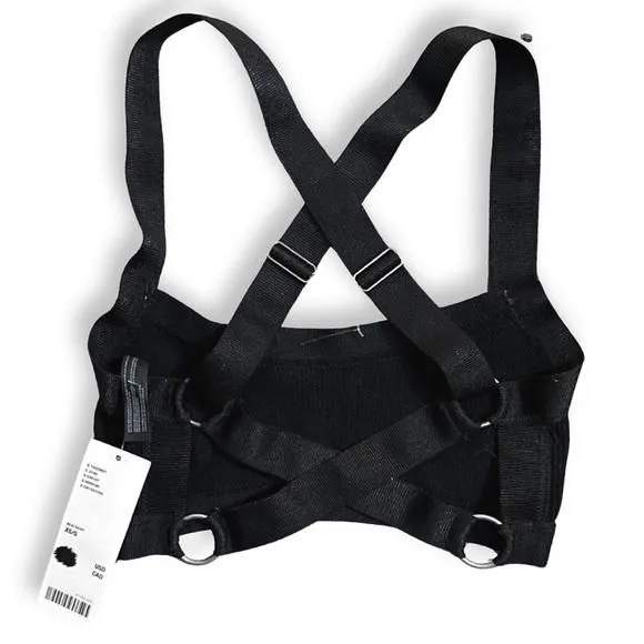 Product image for [ URBAN OUTFITTERS ] Black Ribbed Stretch Bra w/O-Ring Cross Straps : XS…