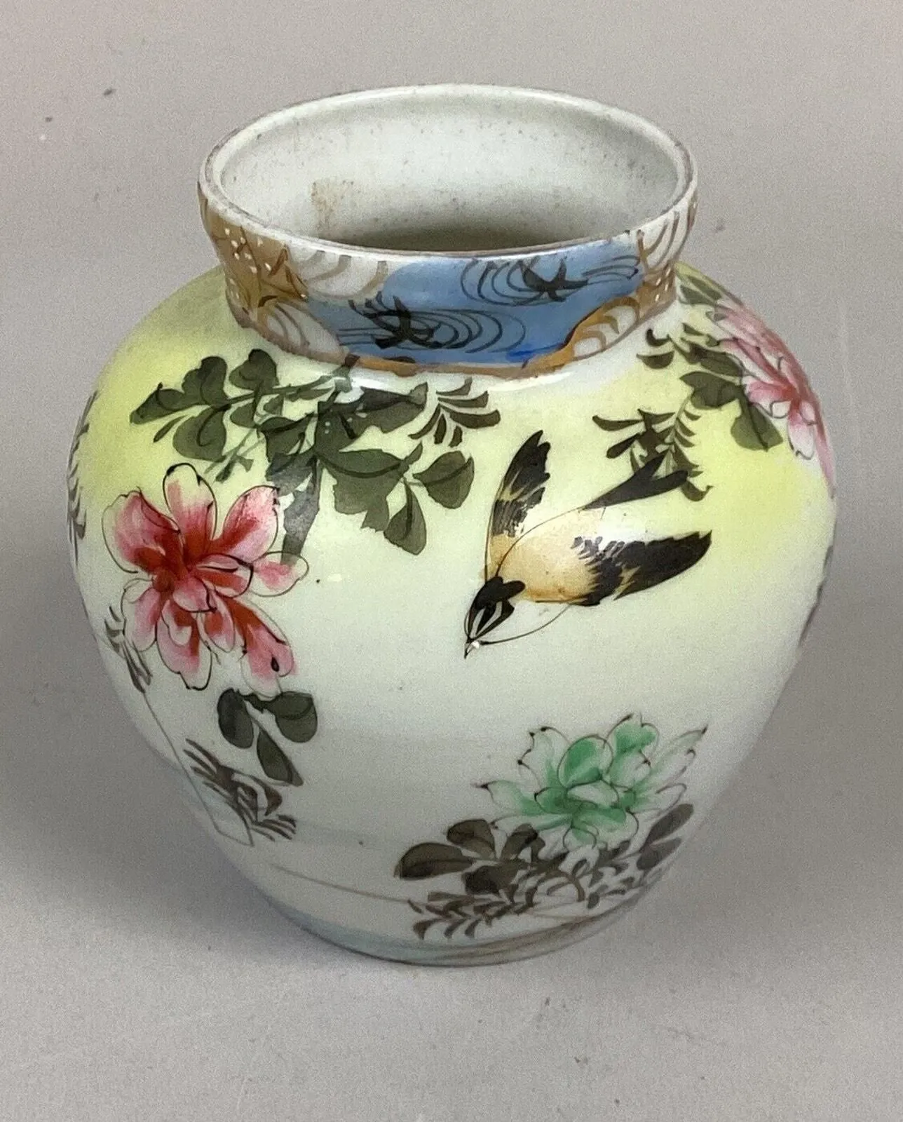 Product image for Vintage Hand Painted Floral Japanese Porcelain Vase - 4.25”