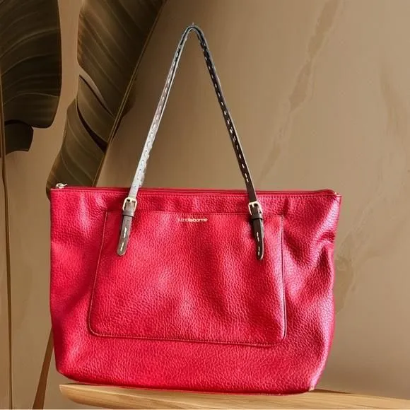 Product image for 16. Liz Claiborne Red Pebble Tote Bag