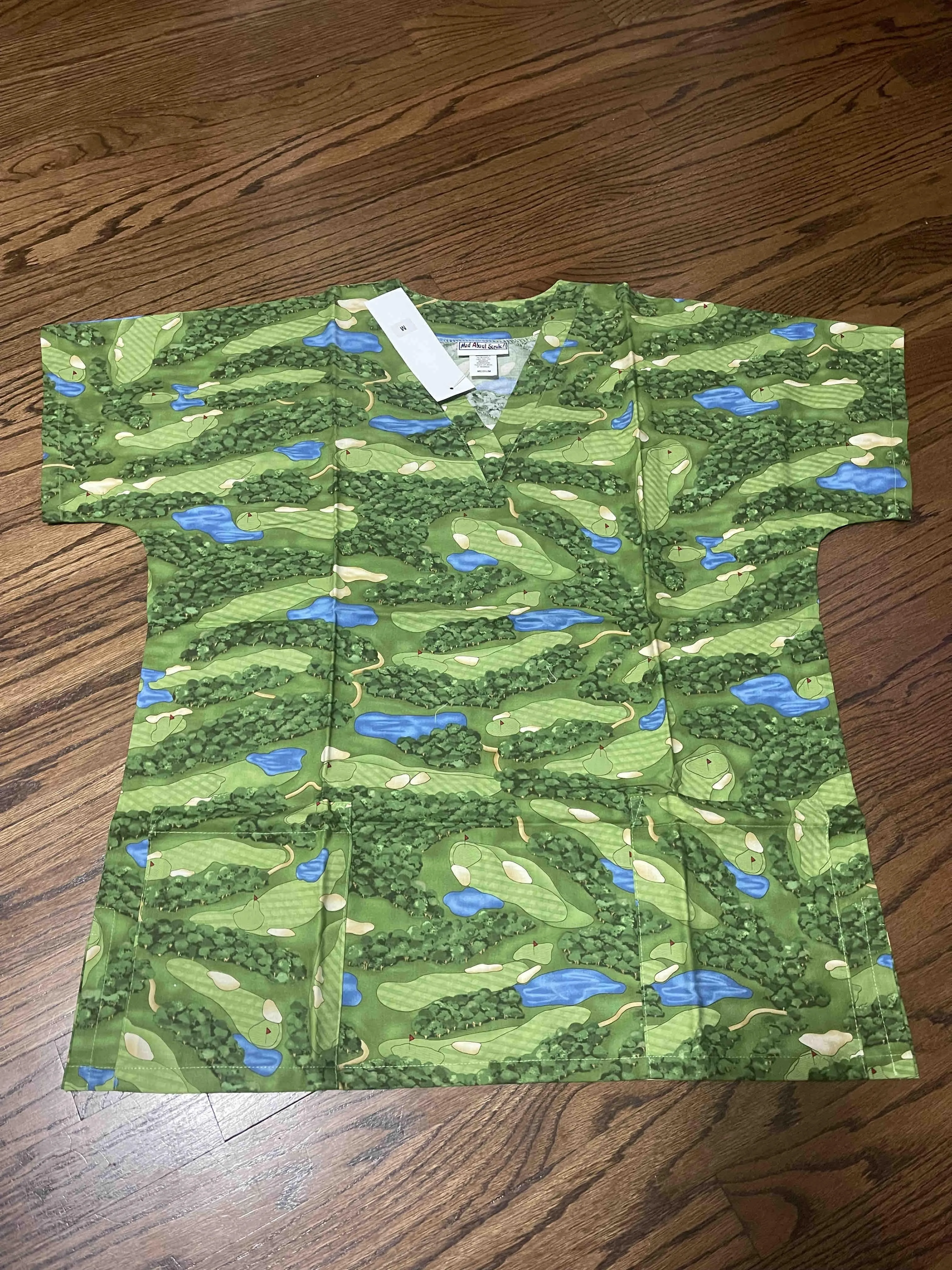 Product image for Scrubs top only two pockets golf pattern 