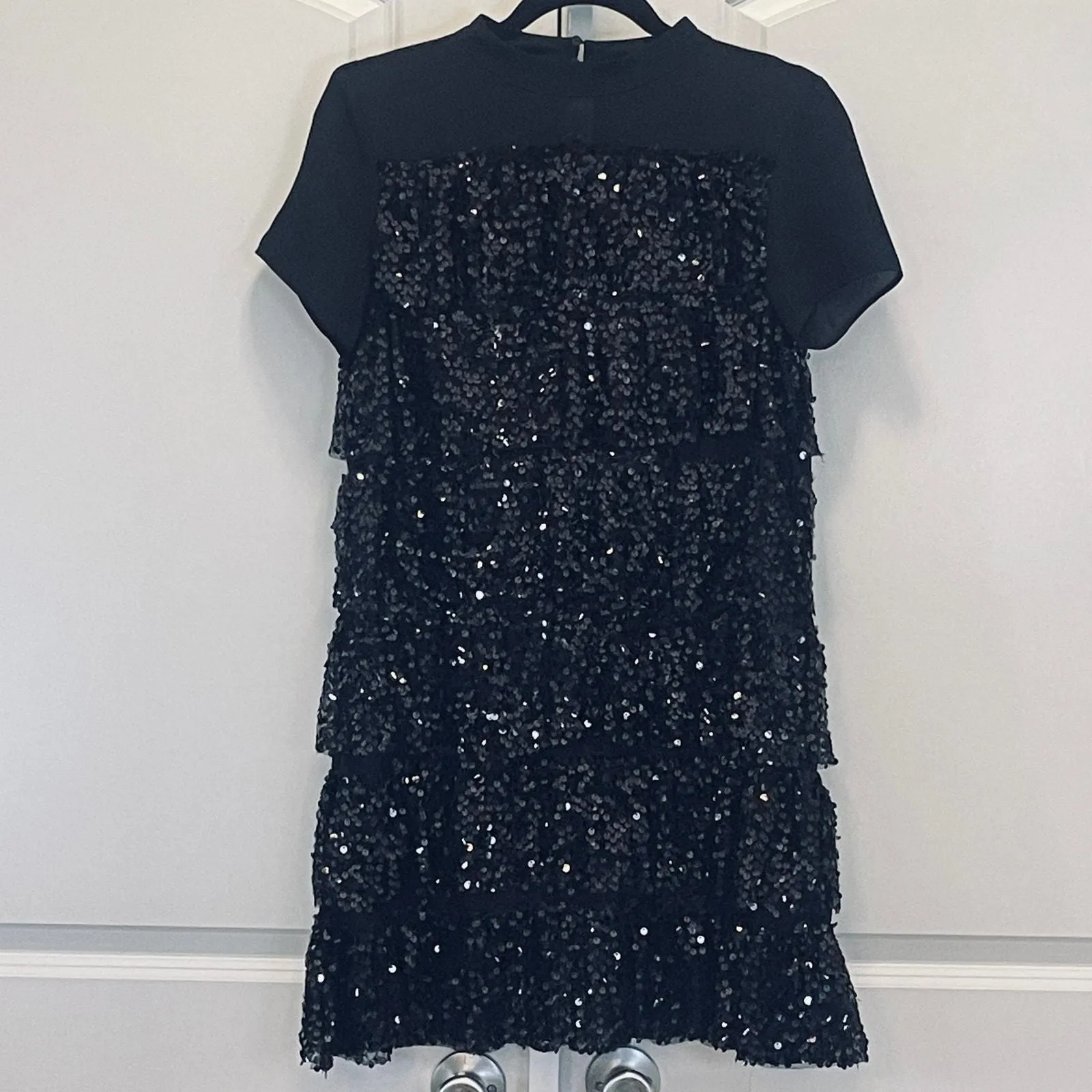 Product image for Zara Tiered Ruffle Sequin Dress - Women Size XS - Black