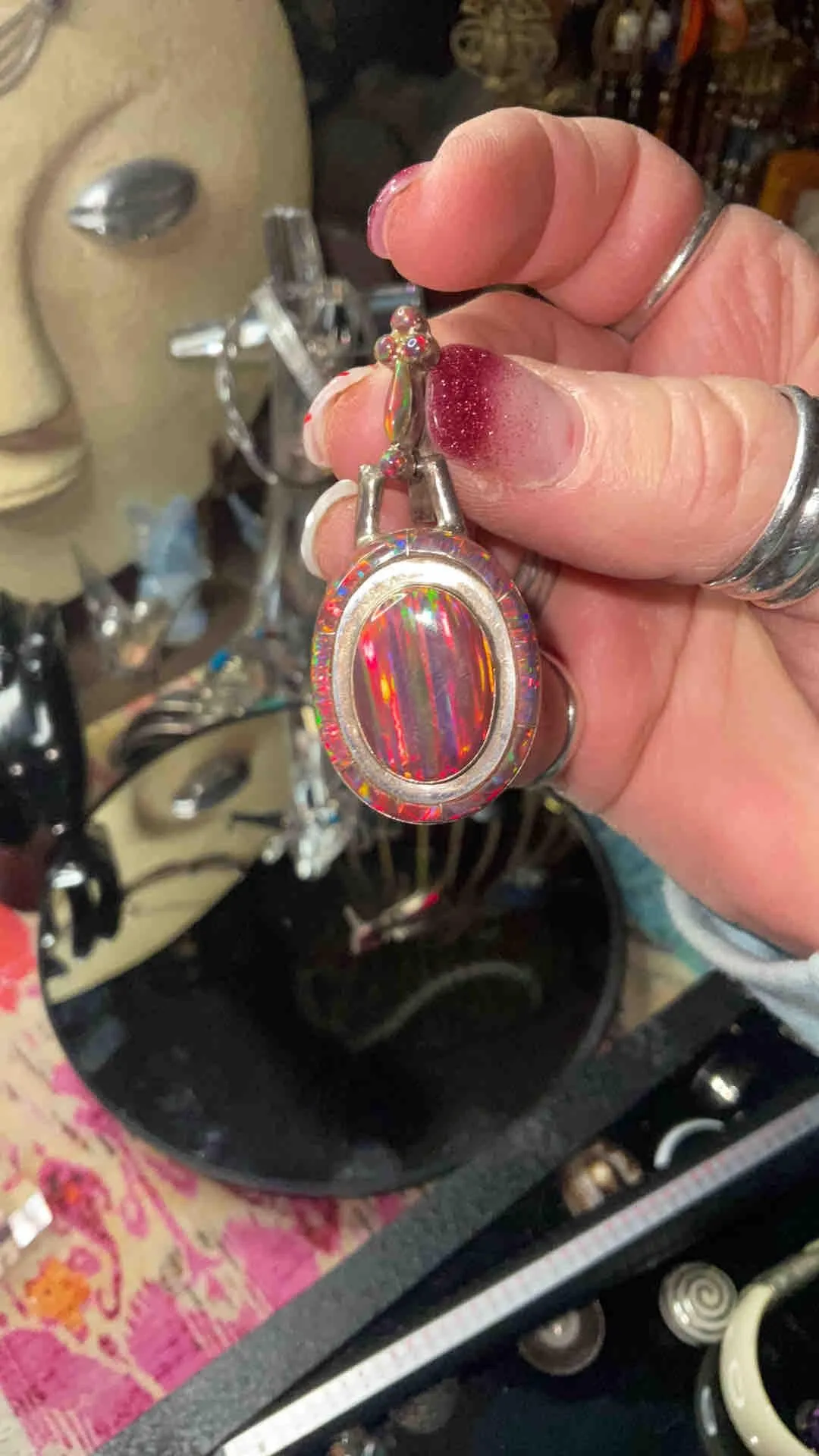Product image for Vintage Zuni Fire opal demi