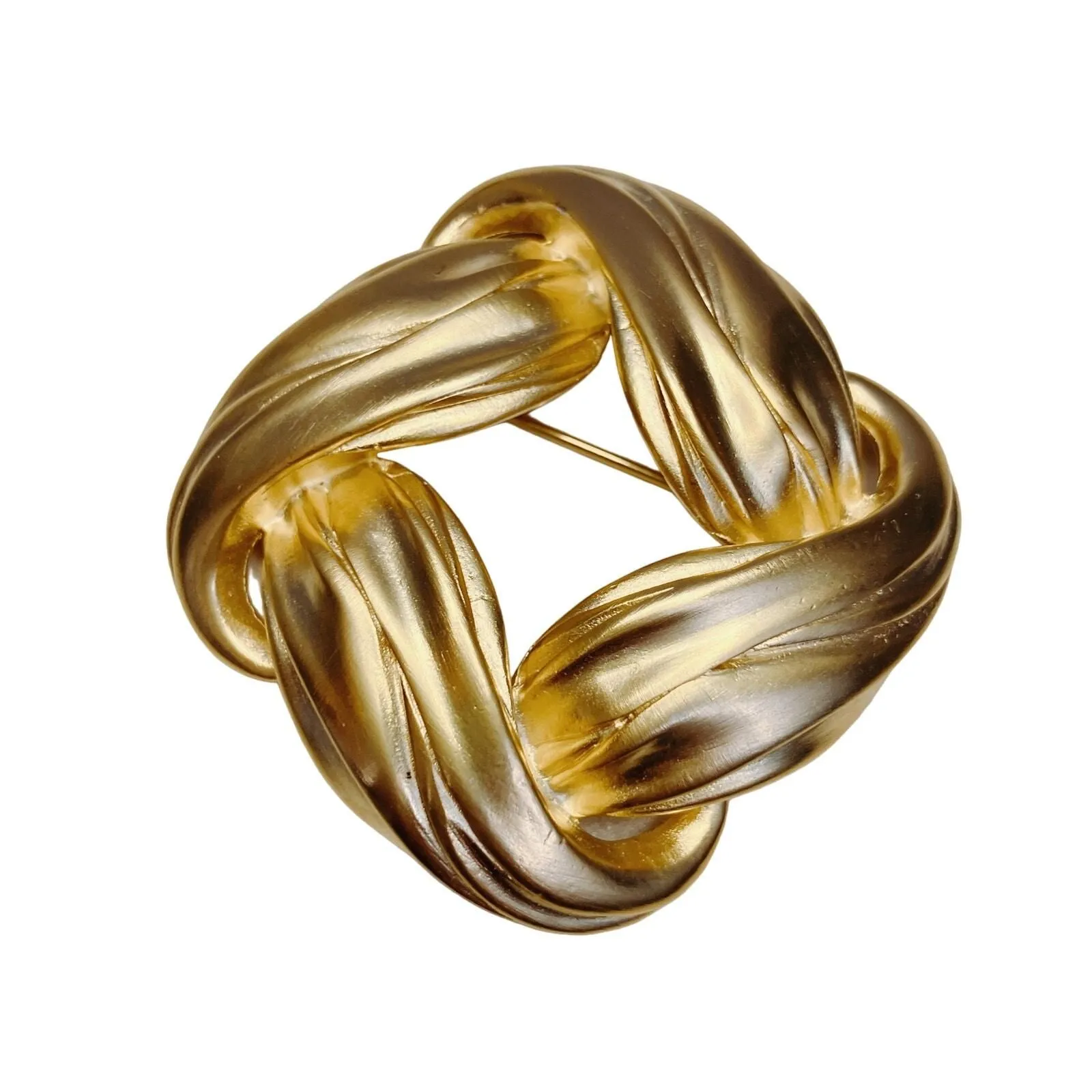 Product image for Vintage Pappagallo Gold Knot Brooch, Brushed 14k Gold Pin, Mid-Century Modern Jackie Kennedy Style, Elegant Retro Jewelry