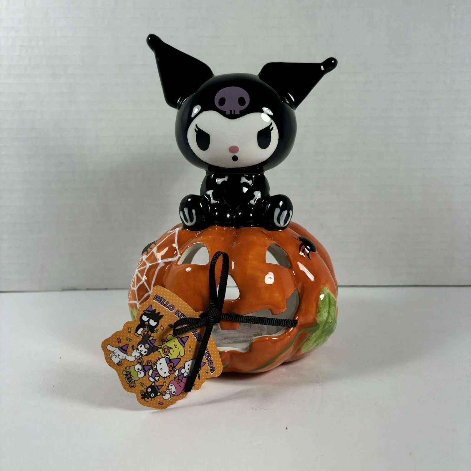 Product image for Hello Kitty Friends Kuromi Blue Sky Clayworks Halloween Jack O Lantern Tea Light