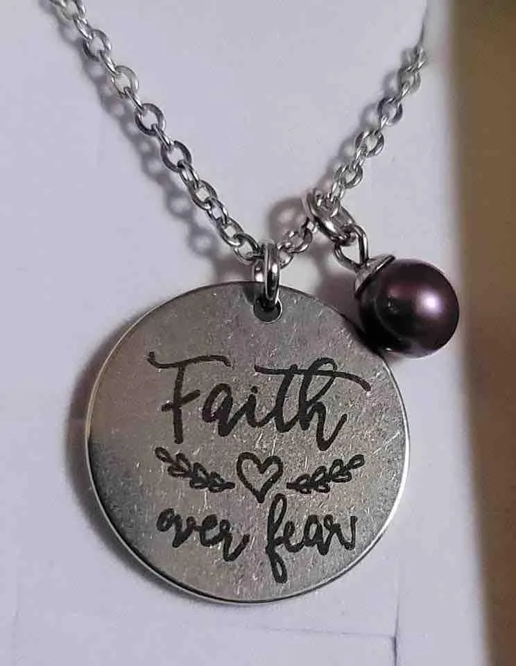 Product image for Faith over Fear Necklace with Pearl 