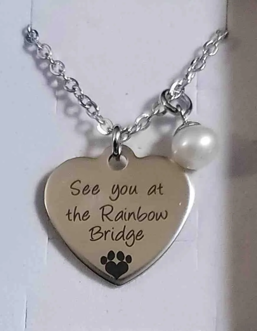 Product image for Rainbow Bridge Sympathy Necklace with Pearl 
