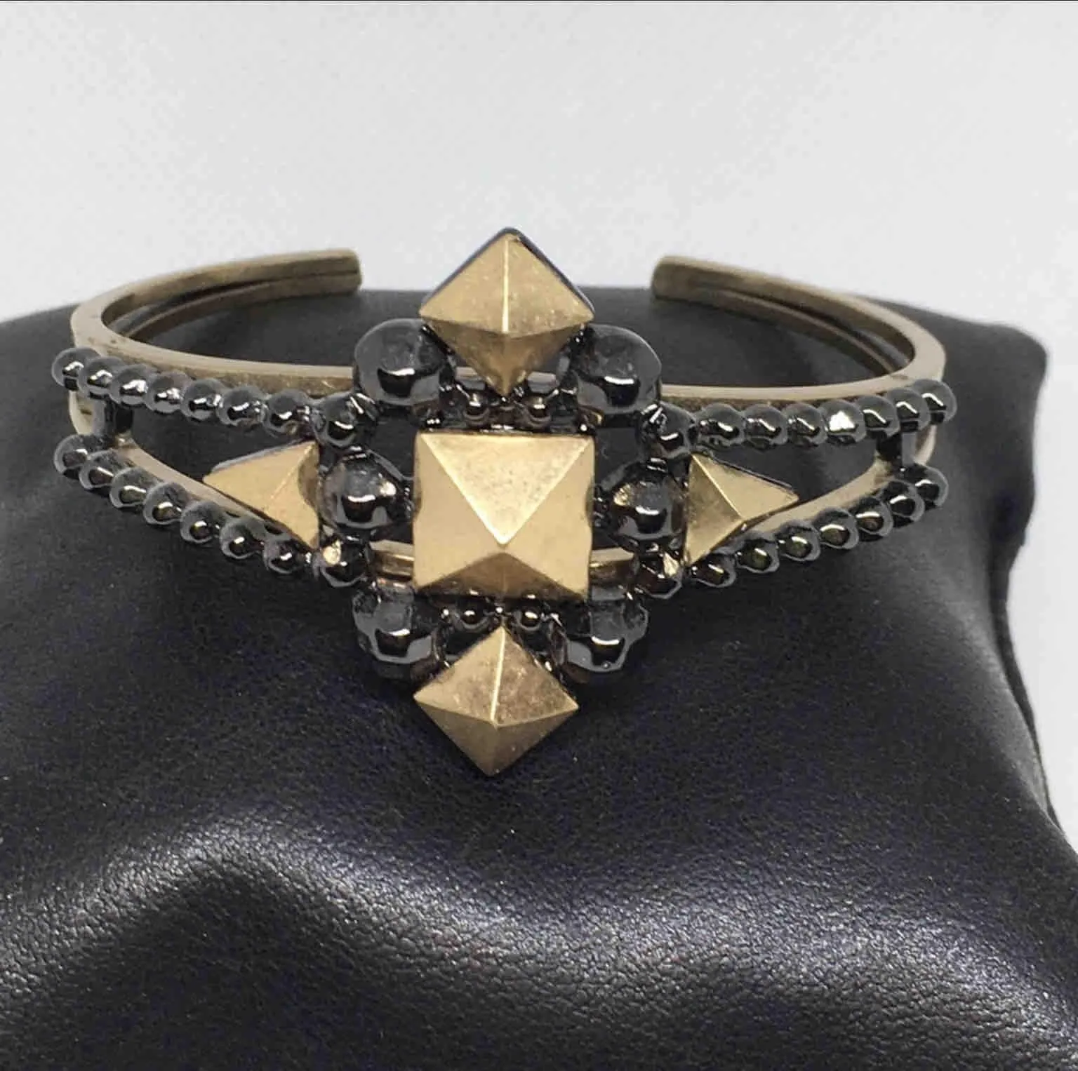 Product image for #54. Banana Republic, Gold And Black Jeweled Cuff Bracelet