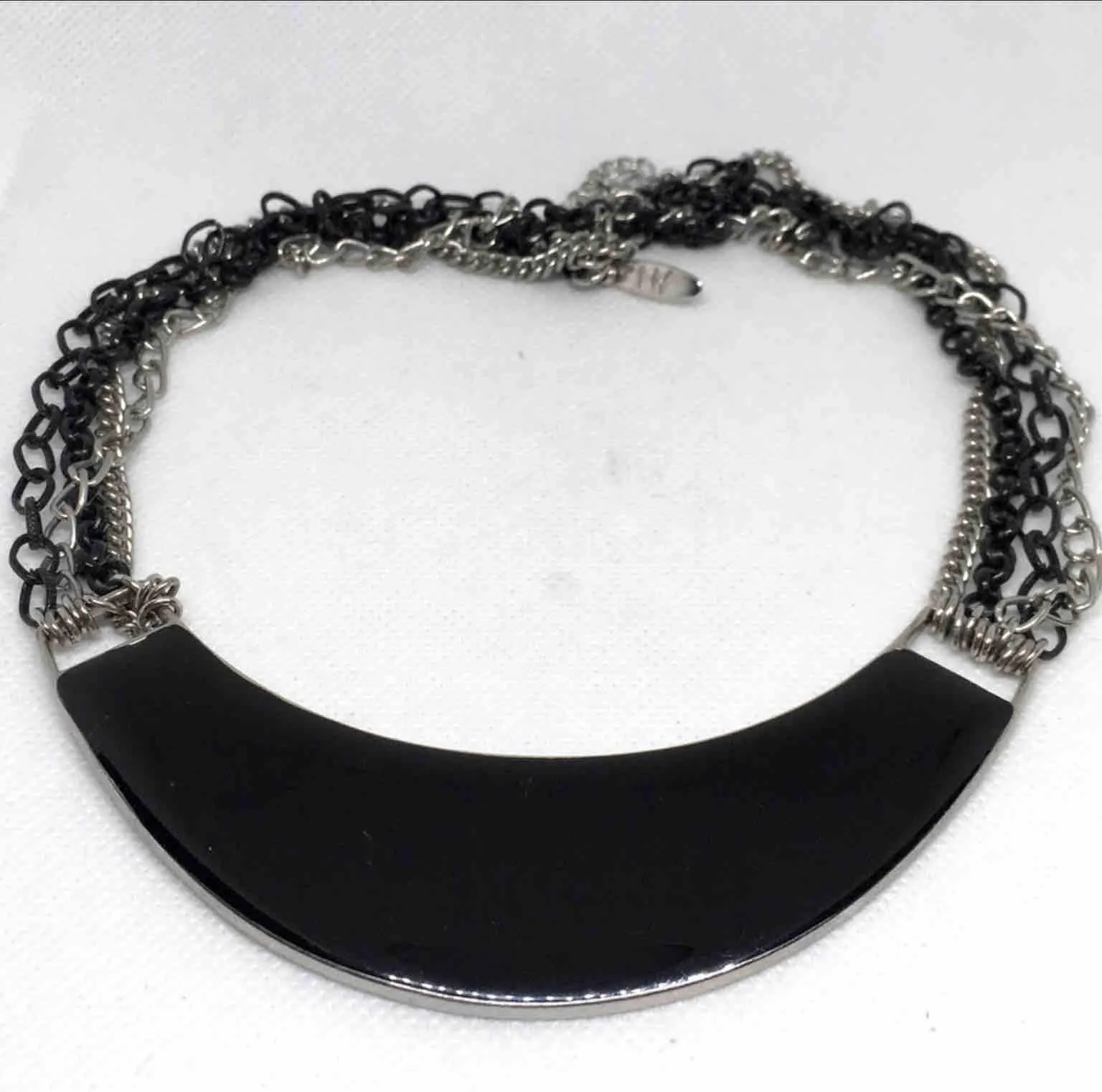 Product image for #67. Vintage, NY Collection Black Enamel Bib Necklace, 1980’s
