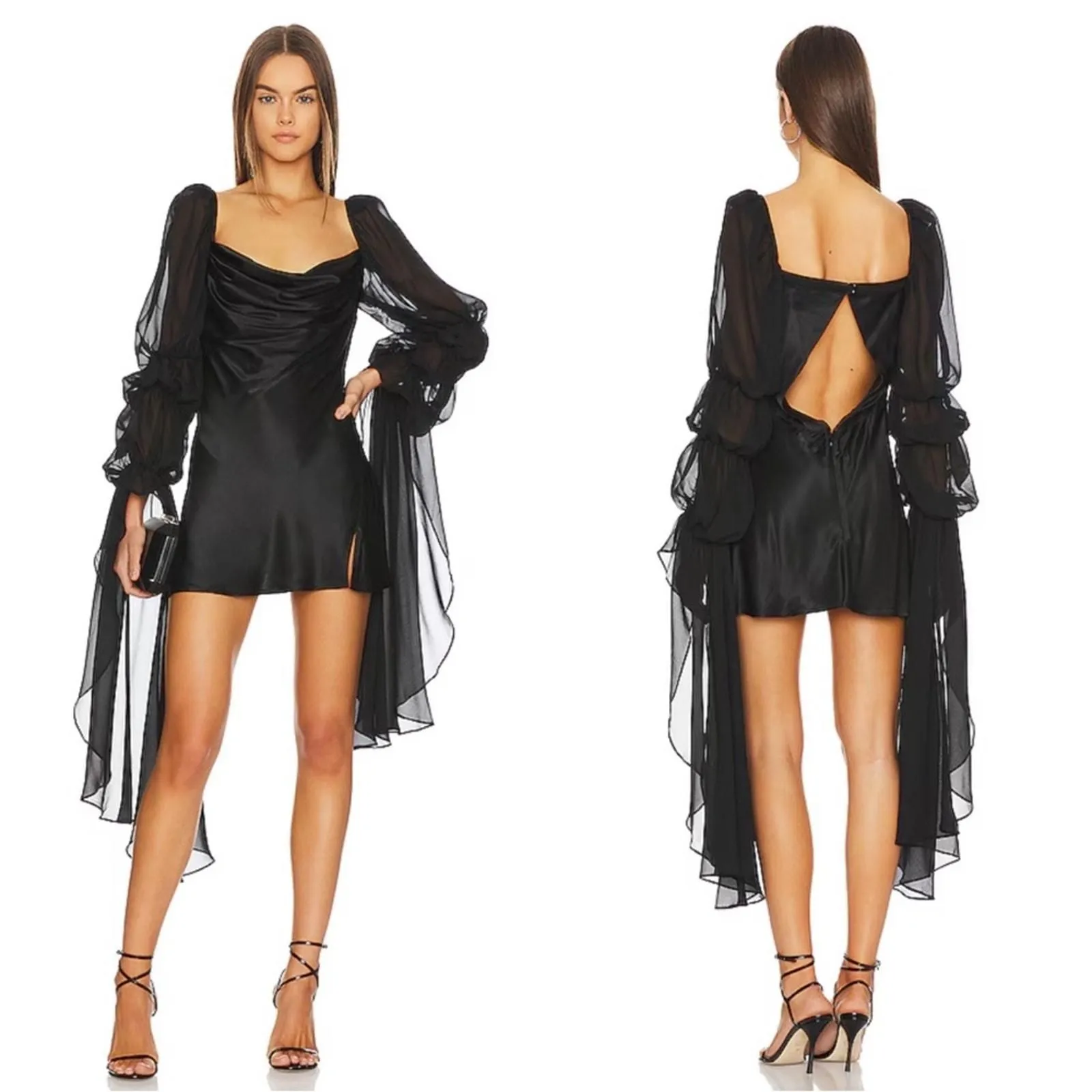 For Love & Lemons x REVOLVE Black Willow Dramatic Sleeve Mini Dress Sz M   Whatnot: Shop, Sell, Connect
