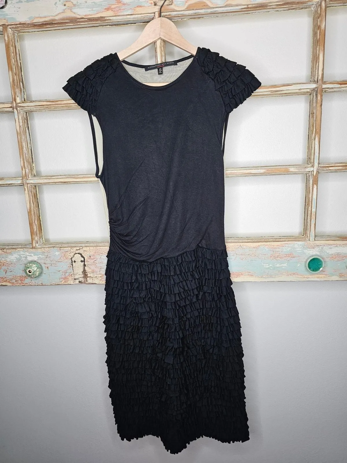 Product image for Alessandro Dell' Acqua black Viscose dress with sheer back ladies size 10