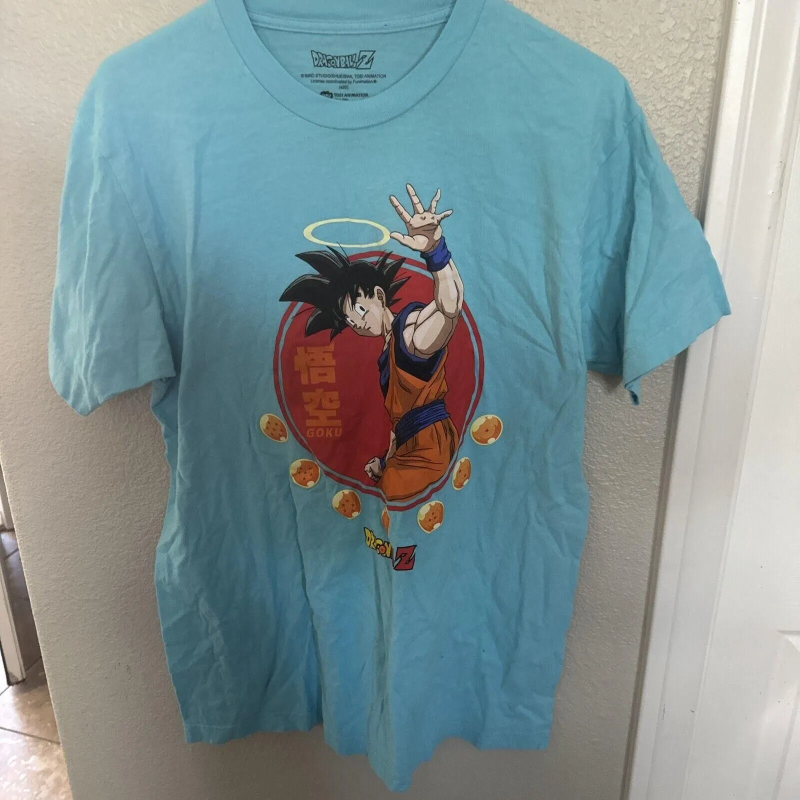 Product image for Goku Mens Dragon Ball Z Graphic T-Shirt Sz L Crew Neck 100% Cotton