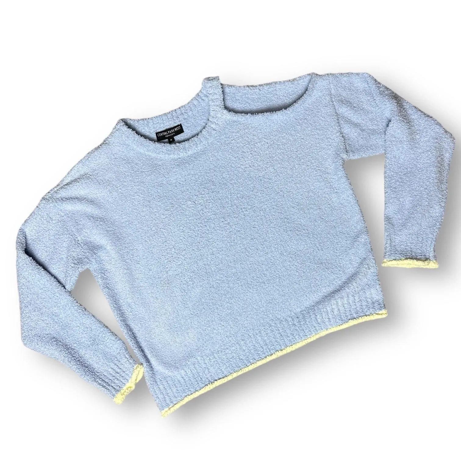 Product image for Central Park West New York Cold Shoulder Baby Blue Sweater Size Medium One Side