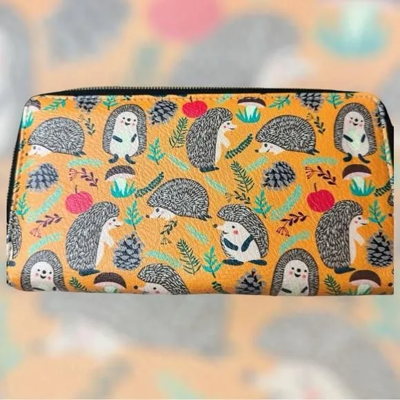 Product image for For U Designs Yellow Hedgehog Zip Around wallet