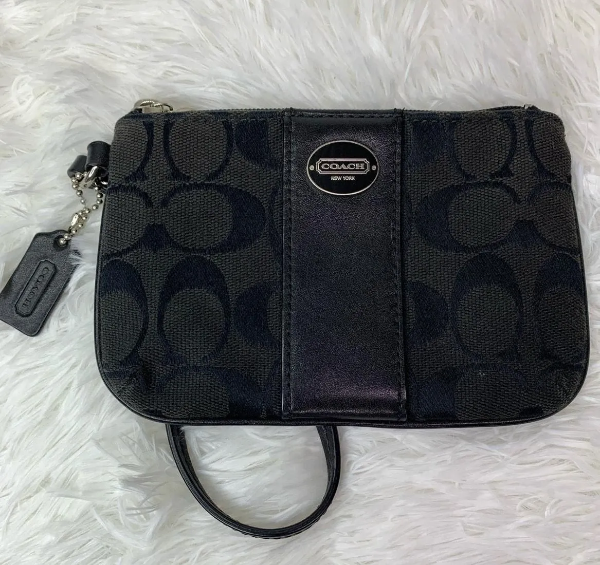 Product image for COACH Black Signature Canvas Wristlet 