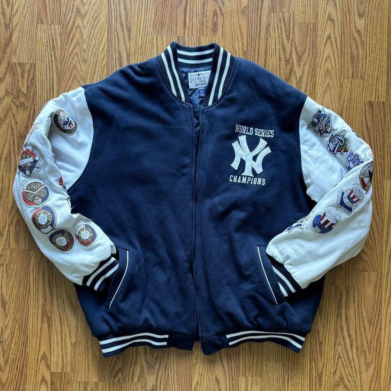 Product image for Vtg 2000 New York Yankees MLB Varsity Jacket 26 Time World Series Champions XXL