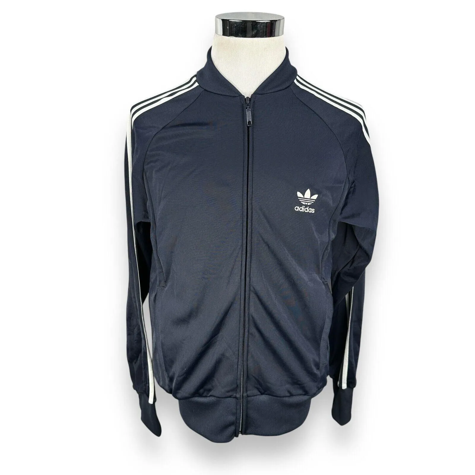Product image for Adidas Superstar Jacket Men’s Medium Navy Blue White Legacy Zip Regular Fit New
