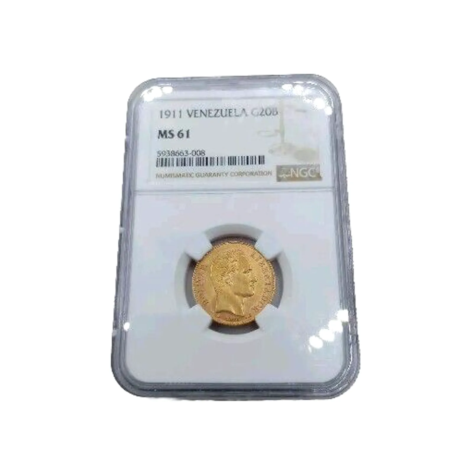 Product image for 1911 VENEZUELA G20B MS61 Gold Coin NGC Certified