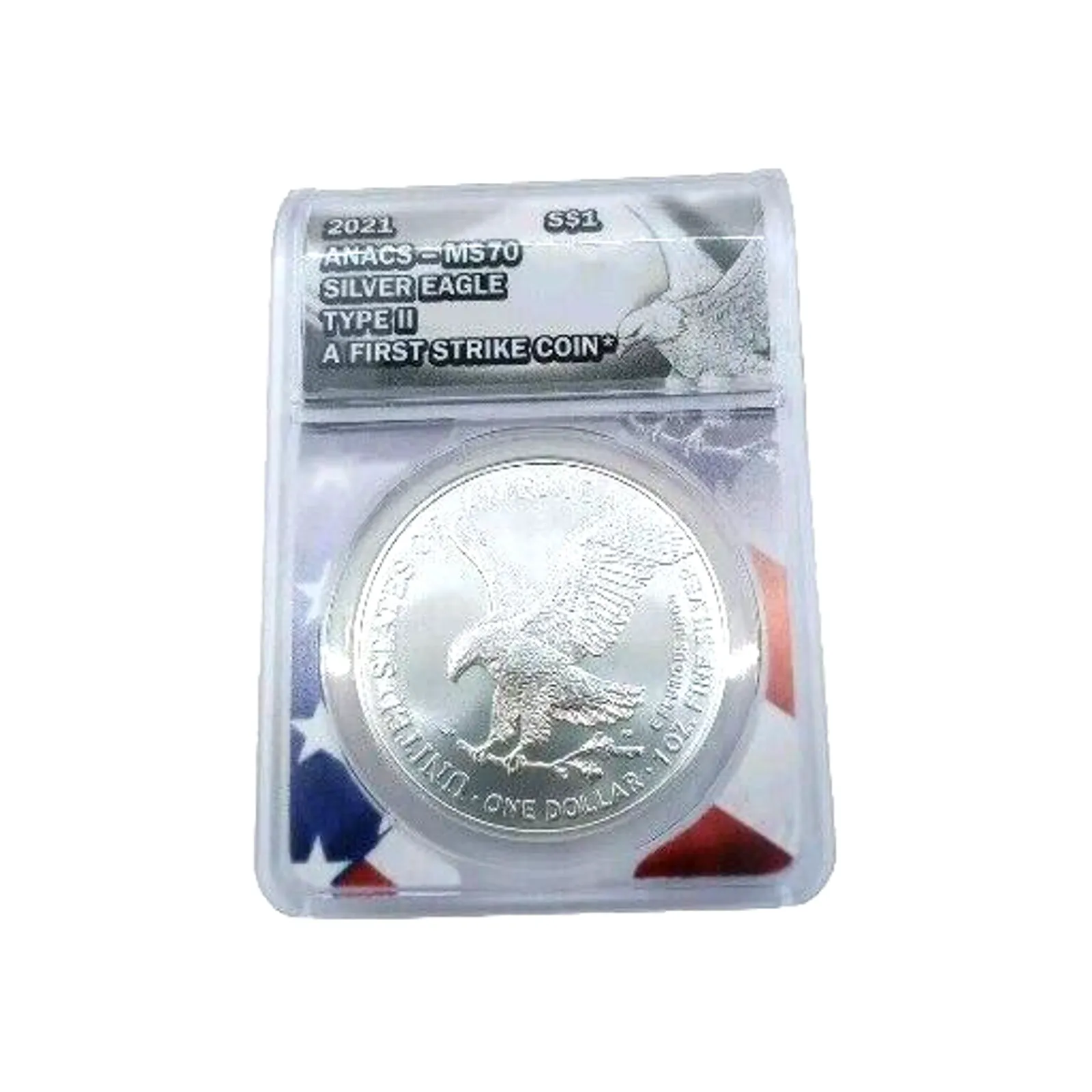 Product image for 2021 Silver Eagle Type II MS70 ANACS A FIRST STRIKE COIN