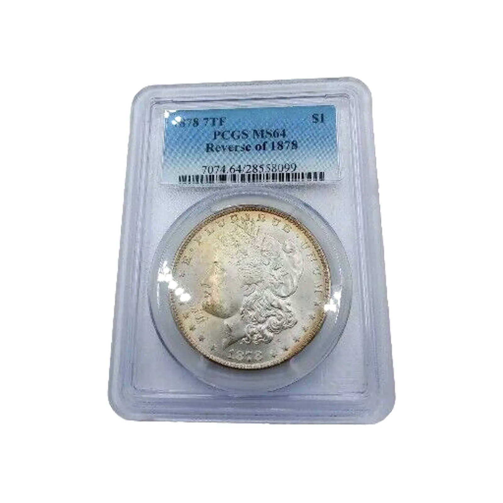 Product image for 1878 7TF Toned Morgan Dollar PCGS MS64 Reverse Of 1878