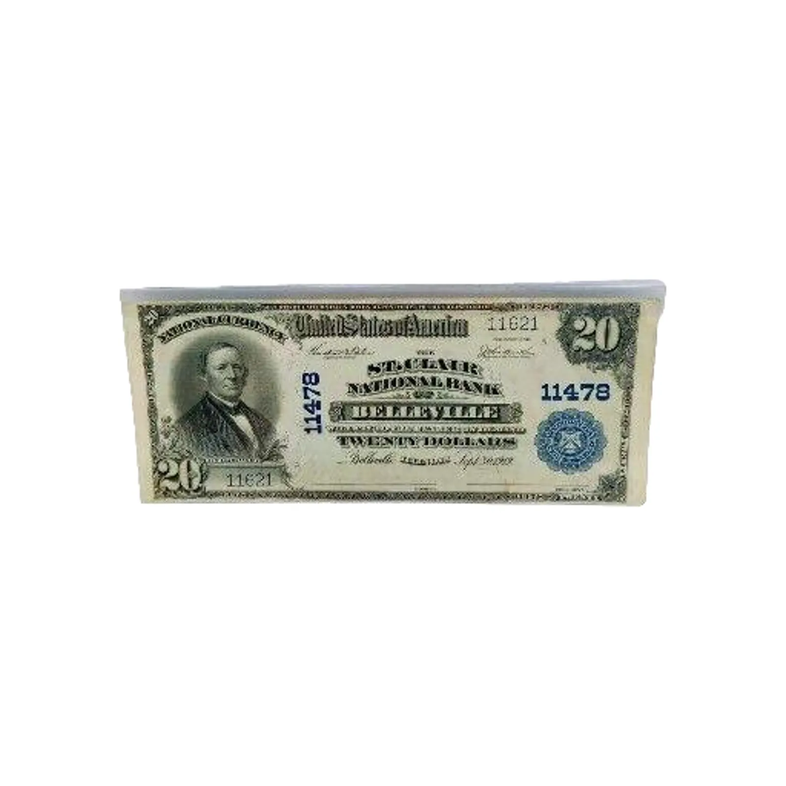 Product image for Pristine RARE 20 Dollars Series Of 1902 St Clair National Bank Of Belleville