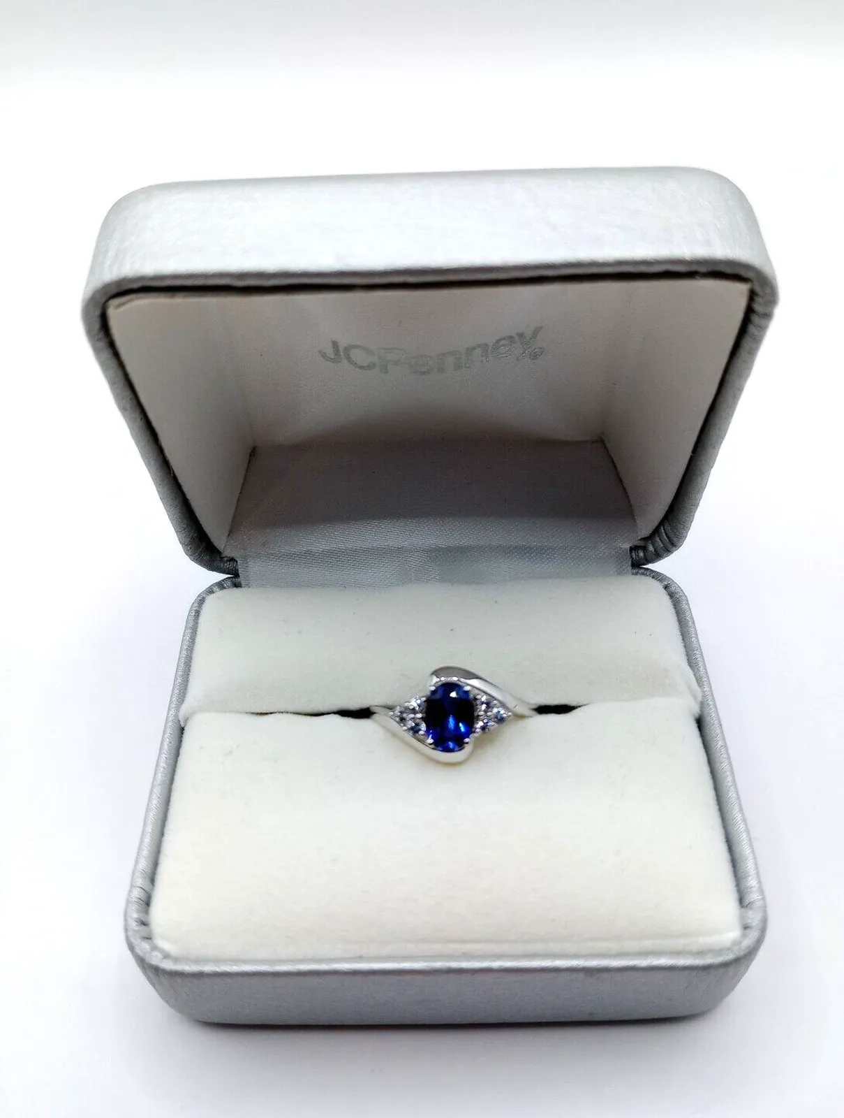 Product image for 10K Gold Diamond and Sapphire White Gold Ring Band