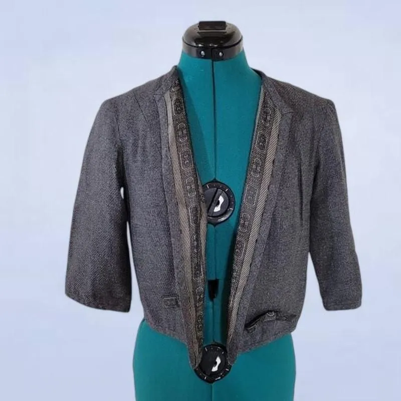 Product image for Vintage 50s 60s Jack Liebman Gray Wool Cropped Blazer - Medium, Mad Men Vibes