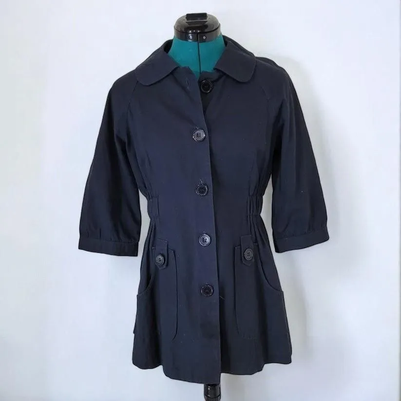 Product image for Garcia Fashion Cotton Twill Navy Trench Peacoat - Size Medium