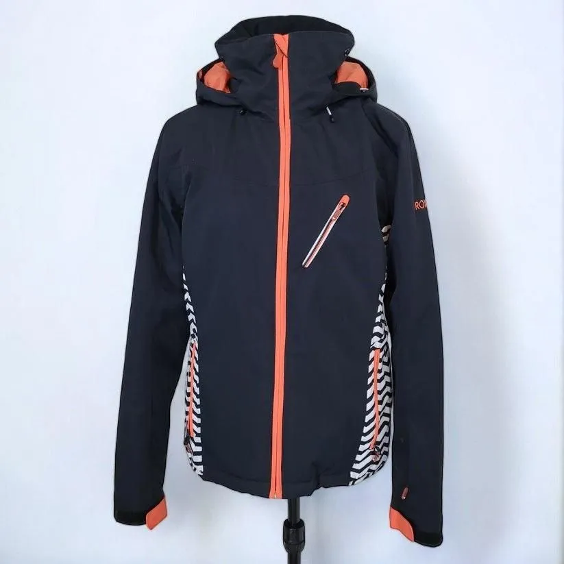 Product image for Roxy Black and Orange Jacket with White Zig Zag Stripes - Size Large