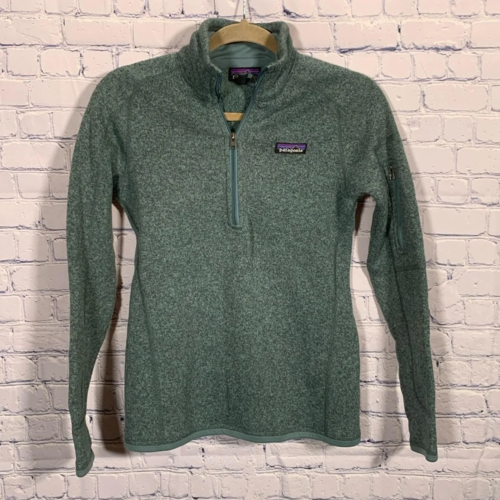 Product image for Patagonia Women's Better Sweater 1/4 Zip Pullover Greenish Blue Size XS