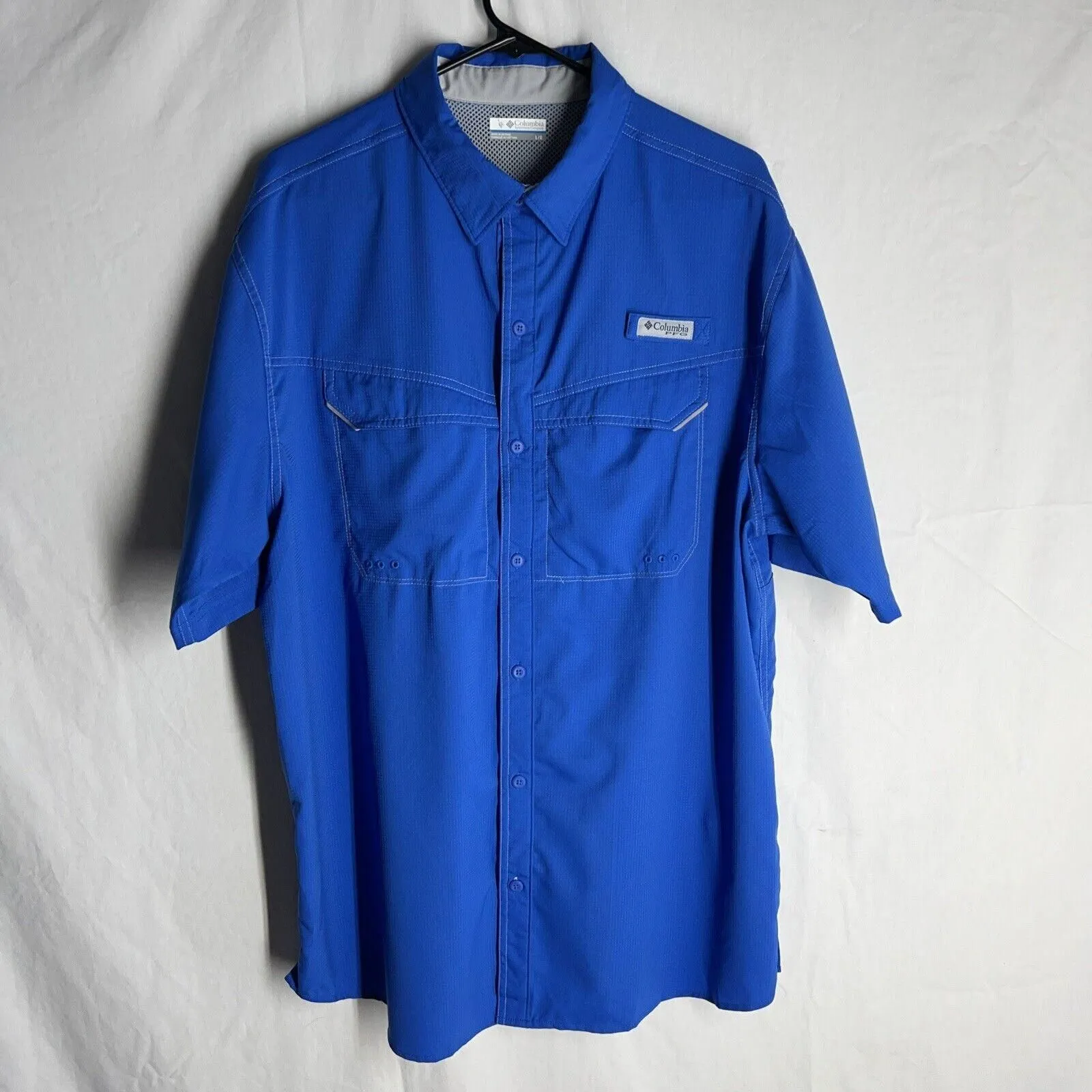 Product image for Columbia PFG Shirt Performance Fishing Gear Short Sleeve Blue Vented L