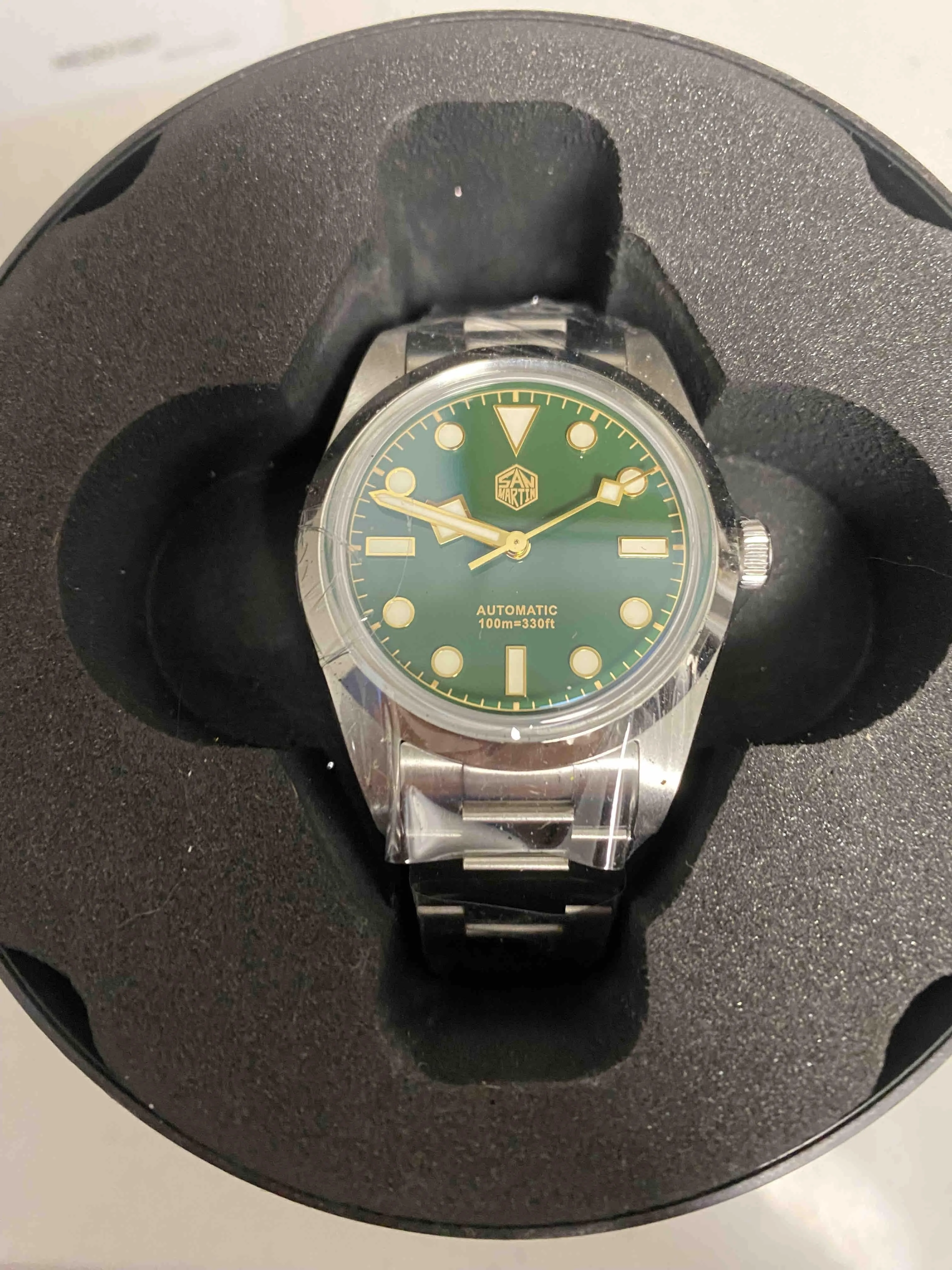 Product image for NEW,San Martin BB36 men’s watch with green face