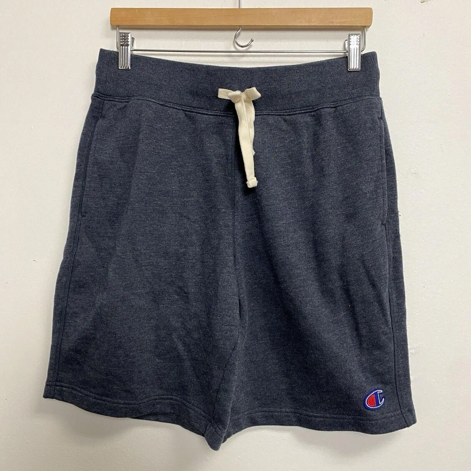Product image for Champion Mens Navy Blue Sweat Shorts Size Medium Drawstring Athletic 8.5" Inseam