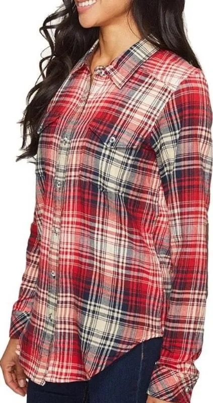Product image for Kavu Billie Jean Button Red and Blue Flannel Plaid Shirt - Size Small