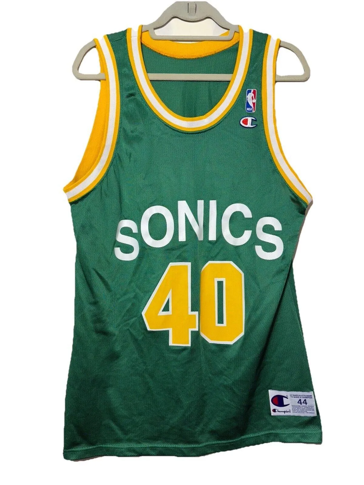 Product image for Vintage Champion Shawn Kemp Seattle Sonics Jersey size 44