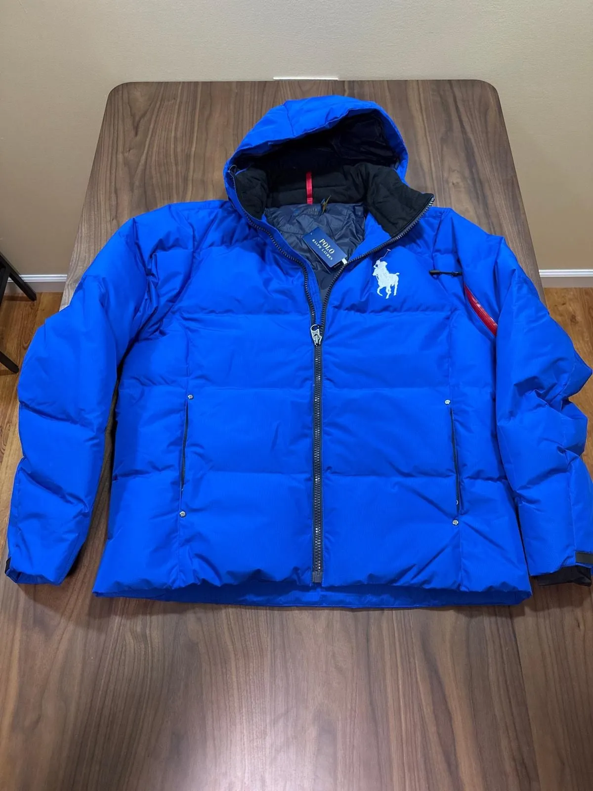 Product image for POLO RALPH LAUREN MENS BRAND NEW FULL ZIP PUFFER JACKET LT BLUE NWOT