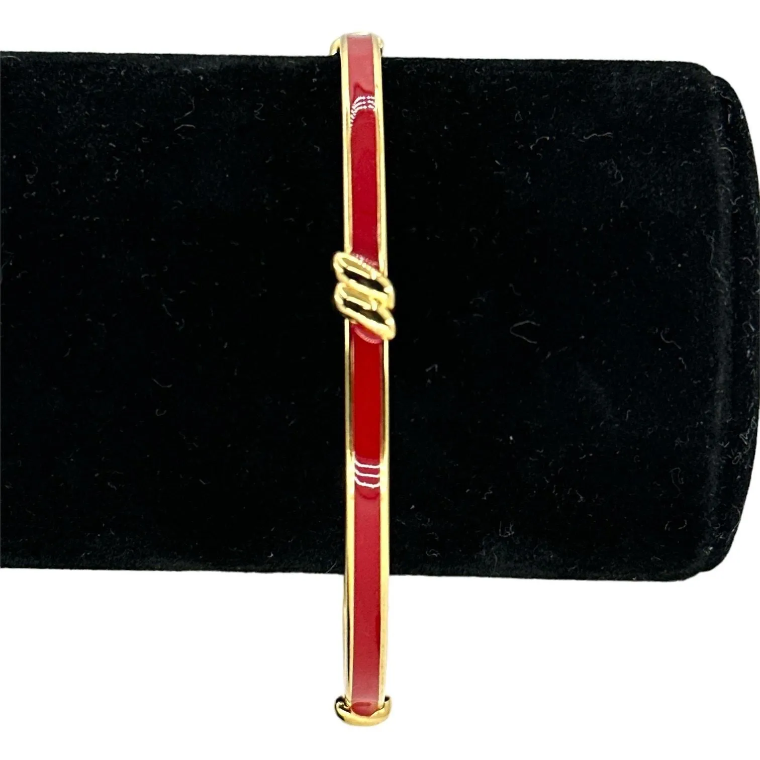 Product image for Monet Bracelet Red Enamel over Gold Plated Bangle Signed