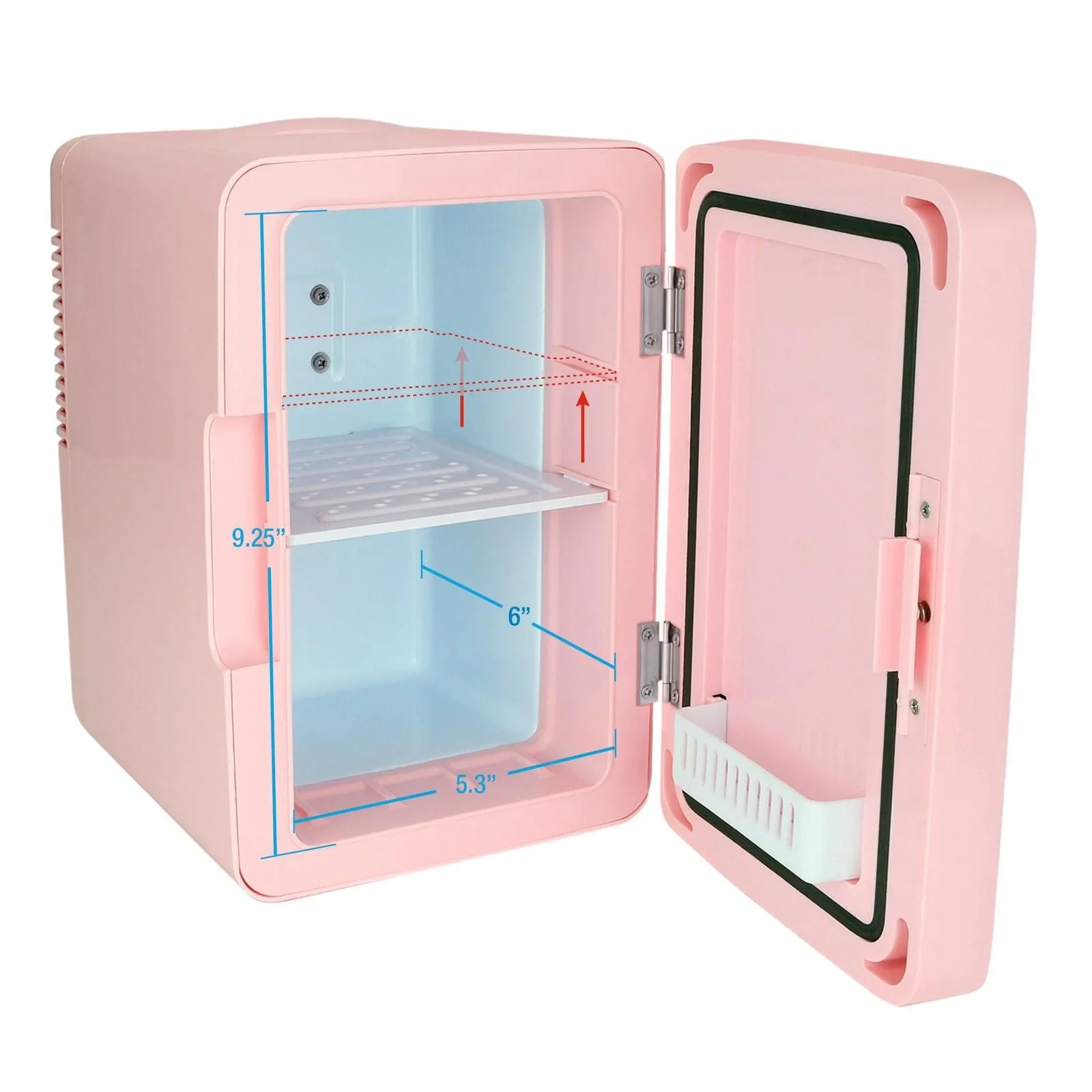 Product image for Personal Chiller Mini Fridge with LED Lighted Mirror Door, 6L - blue