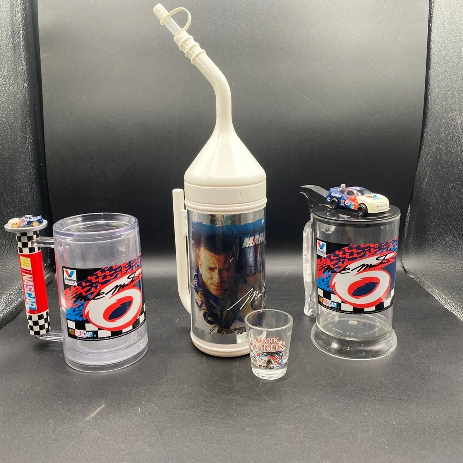 Product image for 90s Mark Martin, No. 6 Valvoline drink collectibles. (C1)
