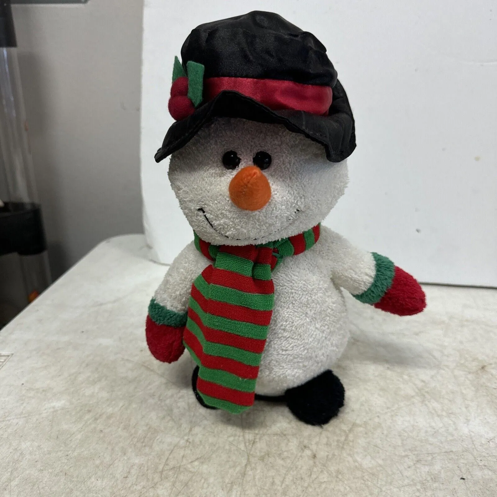 Product image for Sugar Loaf Black Hat Snowman Plush New 16" Christmas Decoration Stuffed Music