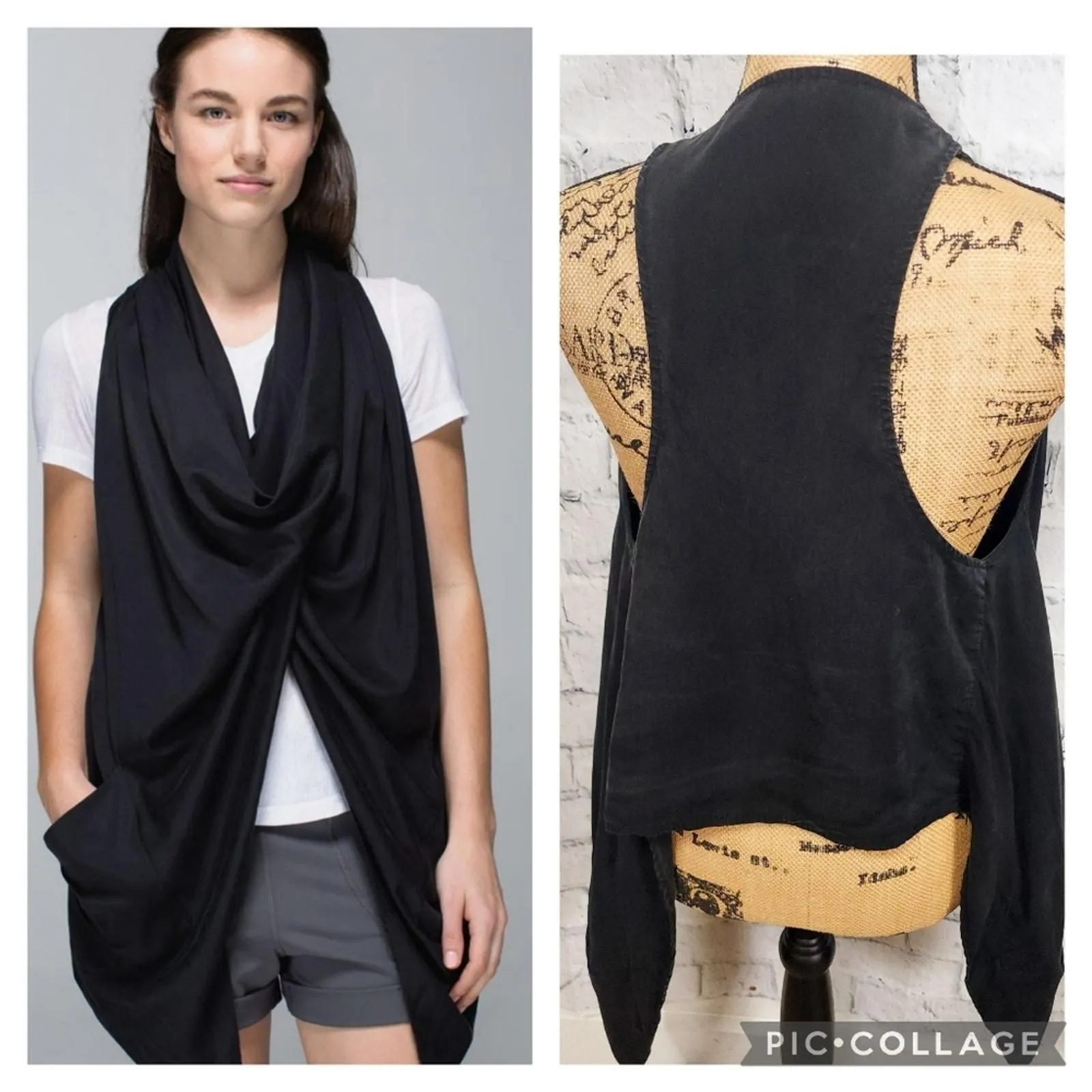 Product image for Lululemon tranquility scarf wrap top one size fit most black A37c