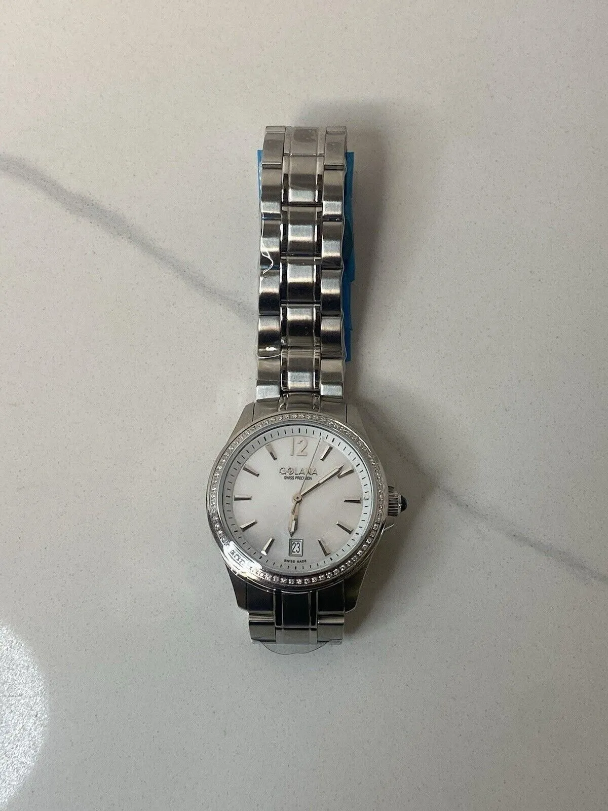 Womens Golana Swiss Precision Watch Gem Set Bezel Model G0831 33mm