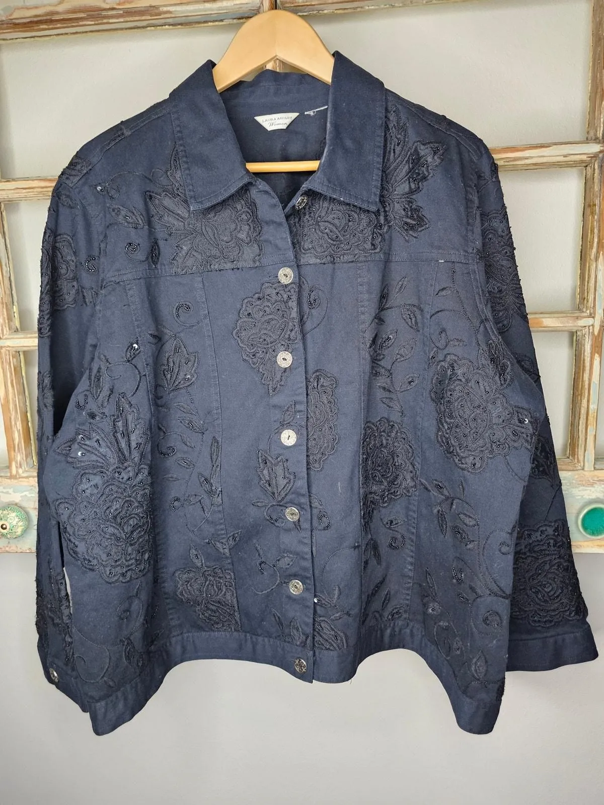 Product image for Laura Ashley Women's Navy Blue Jacket Size 1X